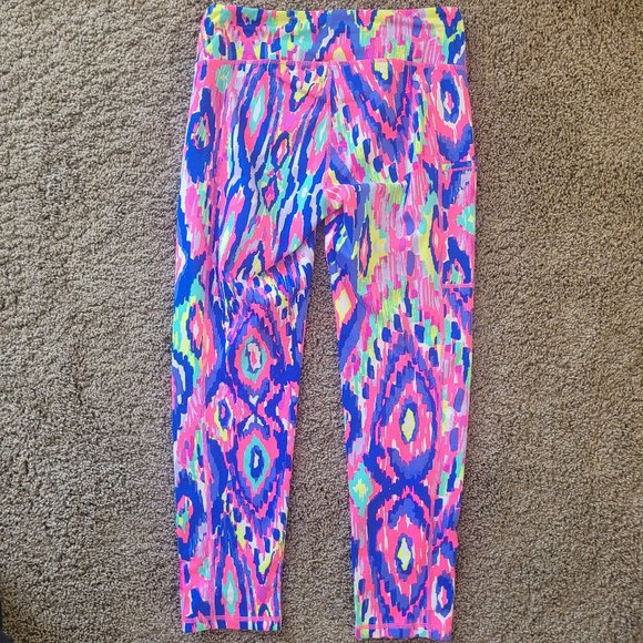 Lilly Pulitzer Luxletic Weekender Crop Legging Luminescent Ikat Size S - Picture 2 of 5